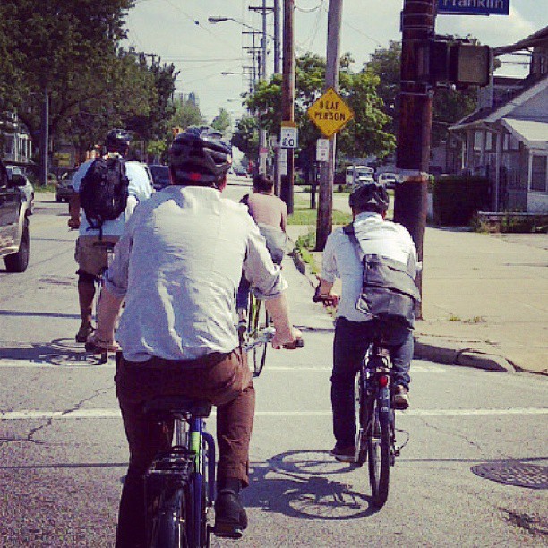 Vanguards hit the road on a bike tour of Cleveland's westside neighborhoods.